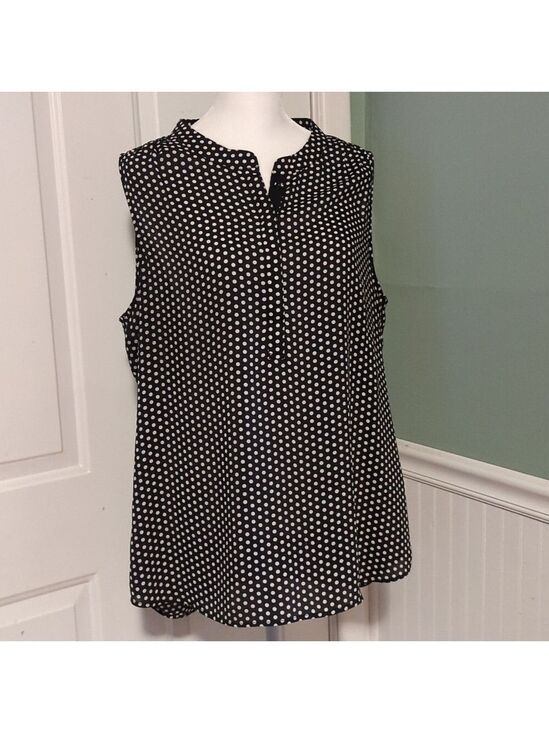 Banana Republic Tops - Banana Republic Black Tan Polka Dot Tank Top Size 14